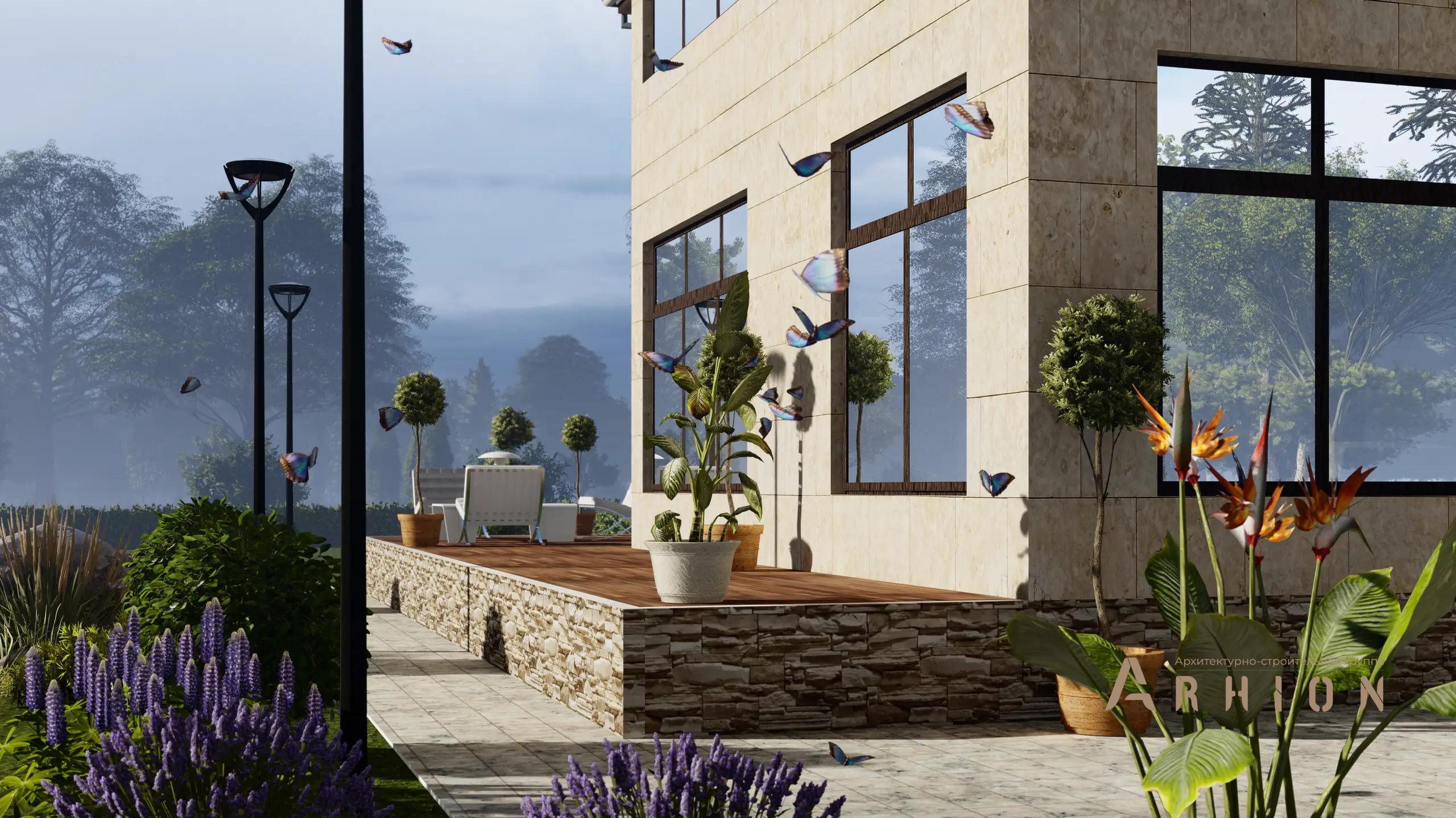 6. Проект двухэтажного дома в современном стиле с четырехскатной, H-1303, площадью - 171 кв c терассой